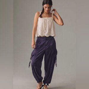 NWT Anthropologie Pilcro Offshore Linen Parachute Pants Size MP